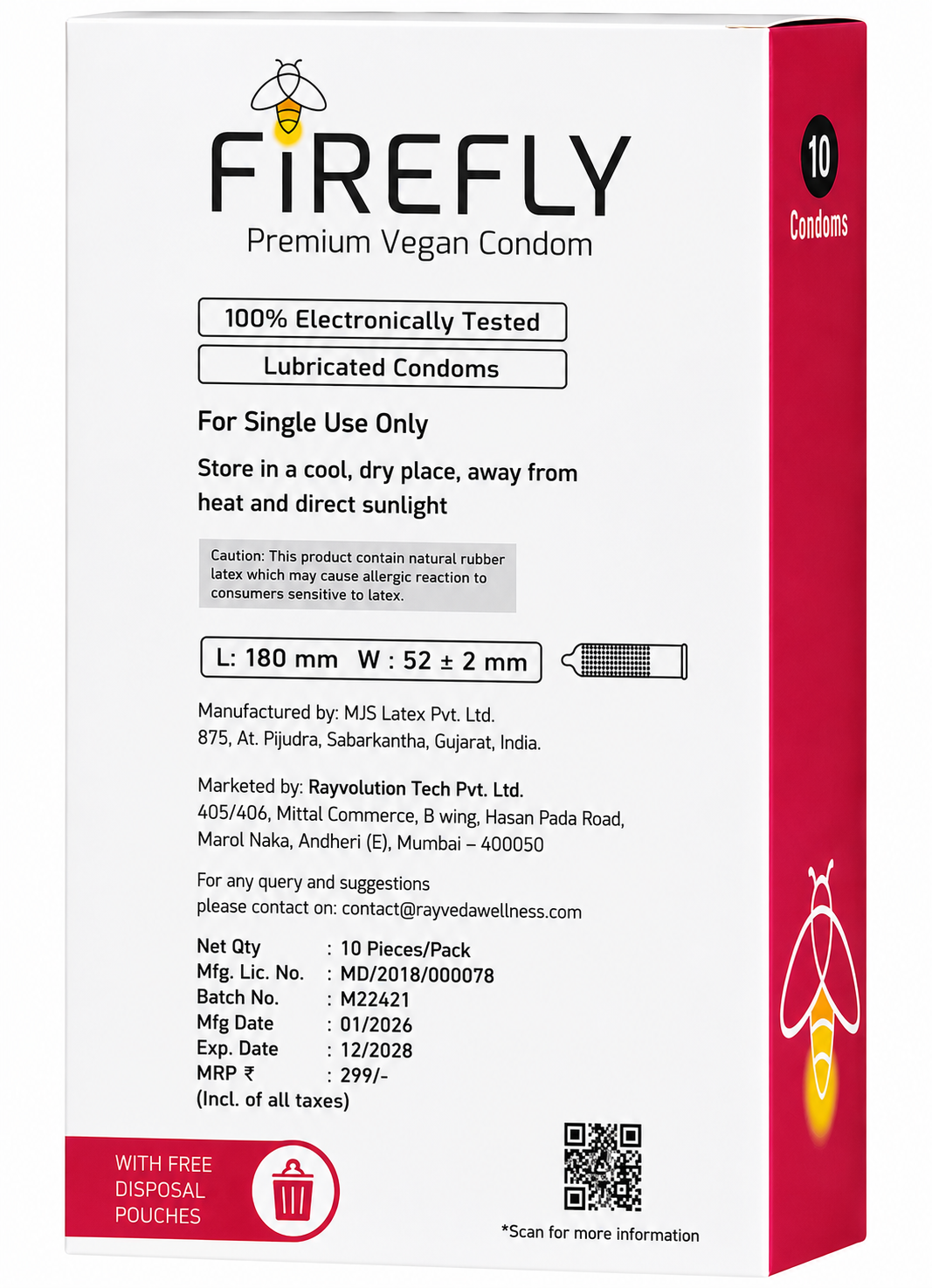 Firefly Premium Vegan Condom – Long Lasting Strawberry Flavour - Image 5