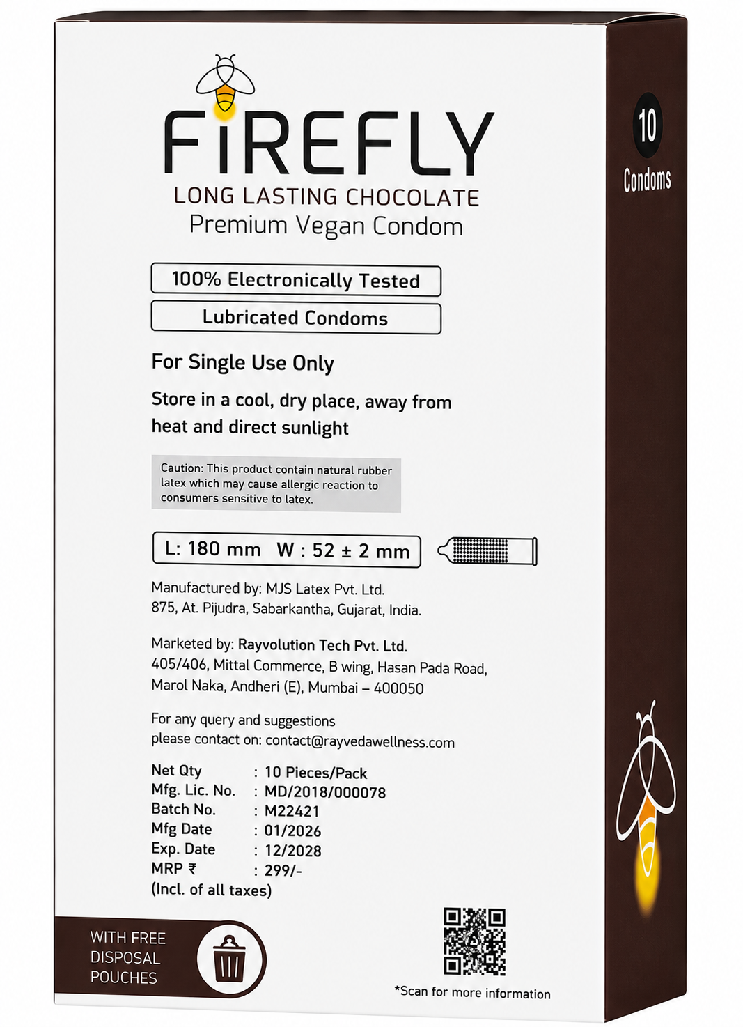 Firefly Premium Vegan Condom – Chocolate Flavour - Image 2